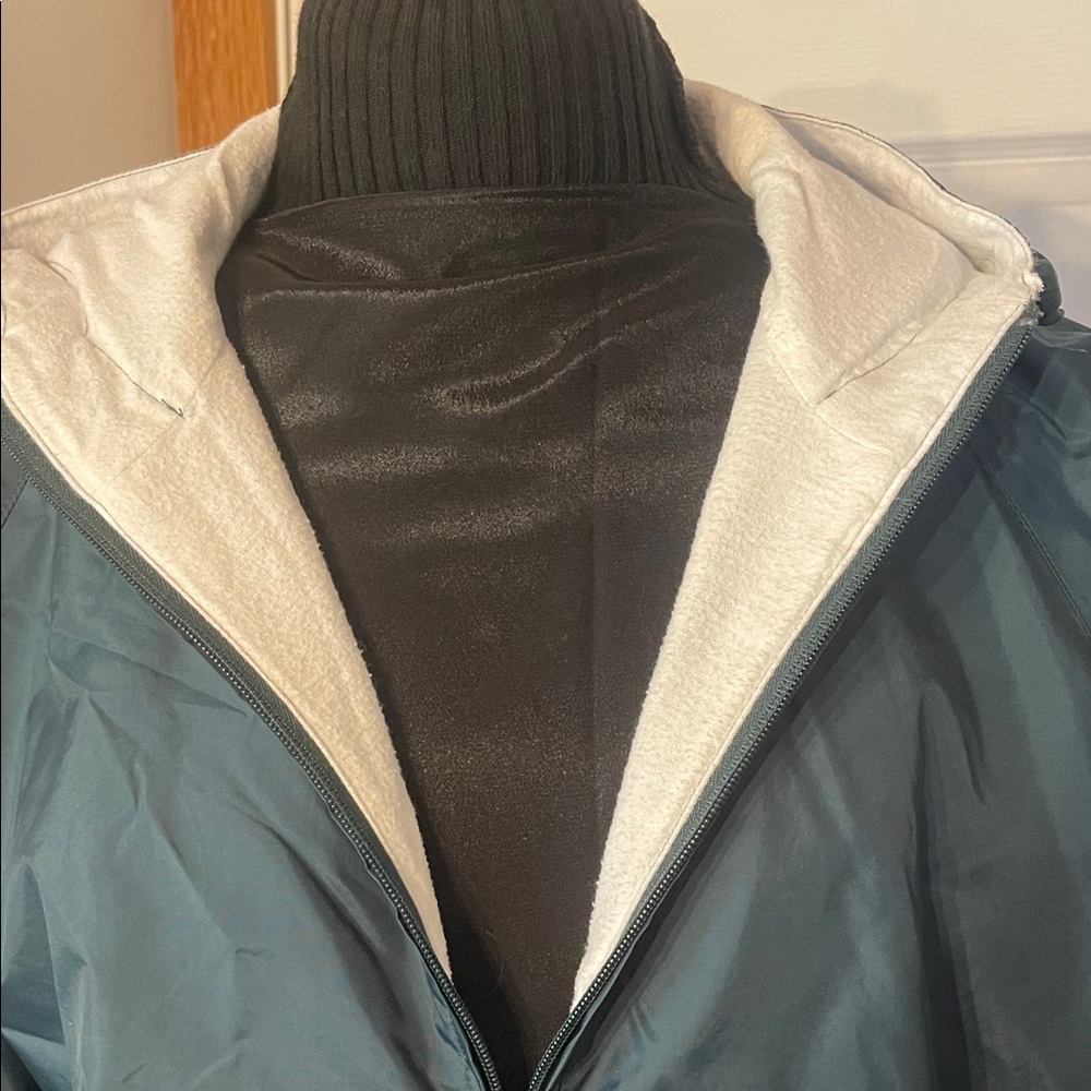 Unisex Dark Green Hooded Pullover Windbreaker Jacket. Sz L. - Picture 6 of 15